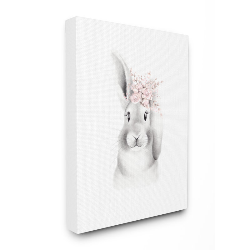 Gupton Fluffy Bunny Flowers Art, Toile tendue, H 30 po x l 24 po x P 1,5 po