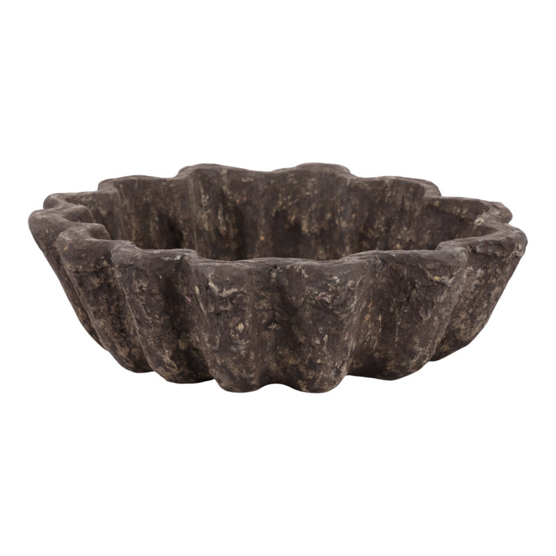 Bol décoratif côtelé en papier mâché pour la décoration intérieure - Bol d'appoint moderne pour la chambre, la console et le salon - 30 cm
