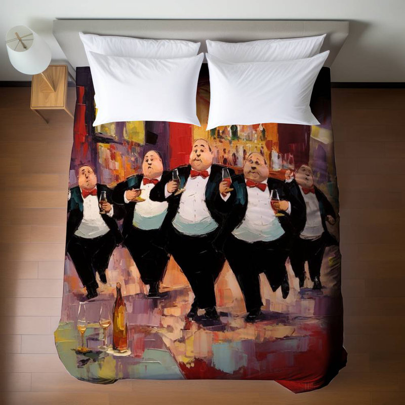 Abstract White Queen Duvet Cover - Distinguished Waiters Design