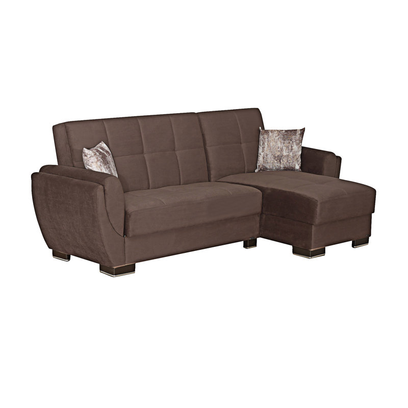 Chaise longue rembourrée convertible avec rangement, Brun