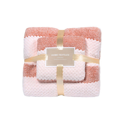 Ensemble de serviettes de bain et de bain en velours corail 2 pièces, serviette absorbante douce à séchage rapide pour salle de bain gym plage, rose 27,6 x 55,1 po
