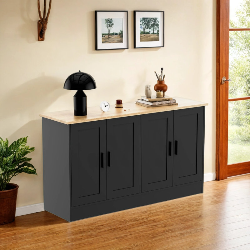 53.1" W 4 Door Buffet Cabinet, Coffee Bar Cabinet With Adjustable Shelf, Kitchen Buffet Sideboard For Living Room, Kitchen