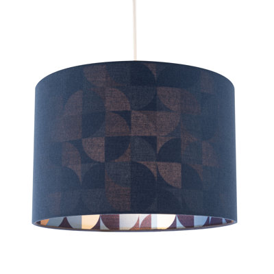 20cm H Fabric Drum Lamp Shade ( No Direct Attachment Method ) in Navy
