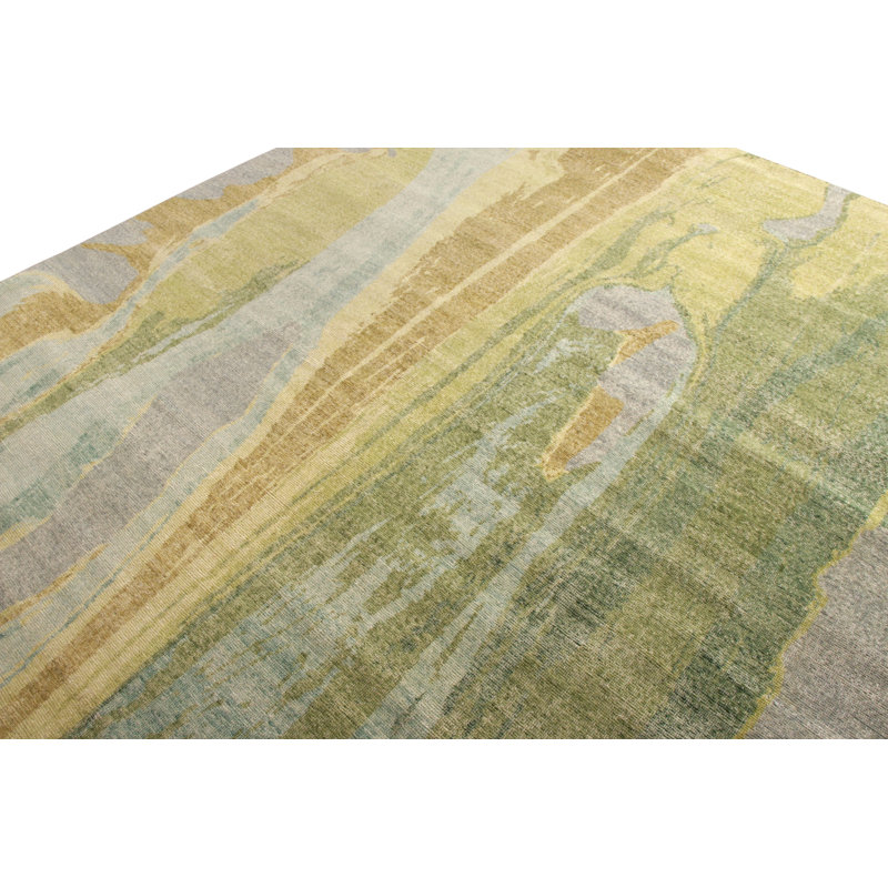 Distressed Homage Hand Knotted Wool Area Rug, Rectangle 9' x 12'