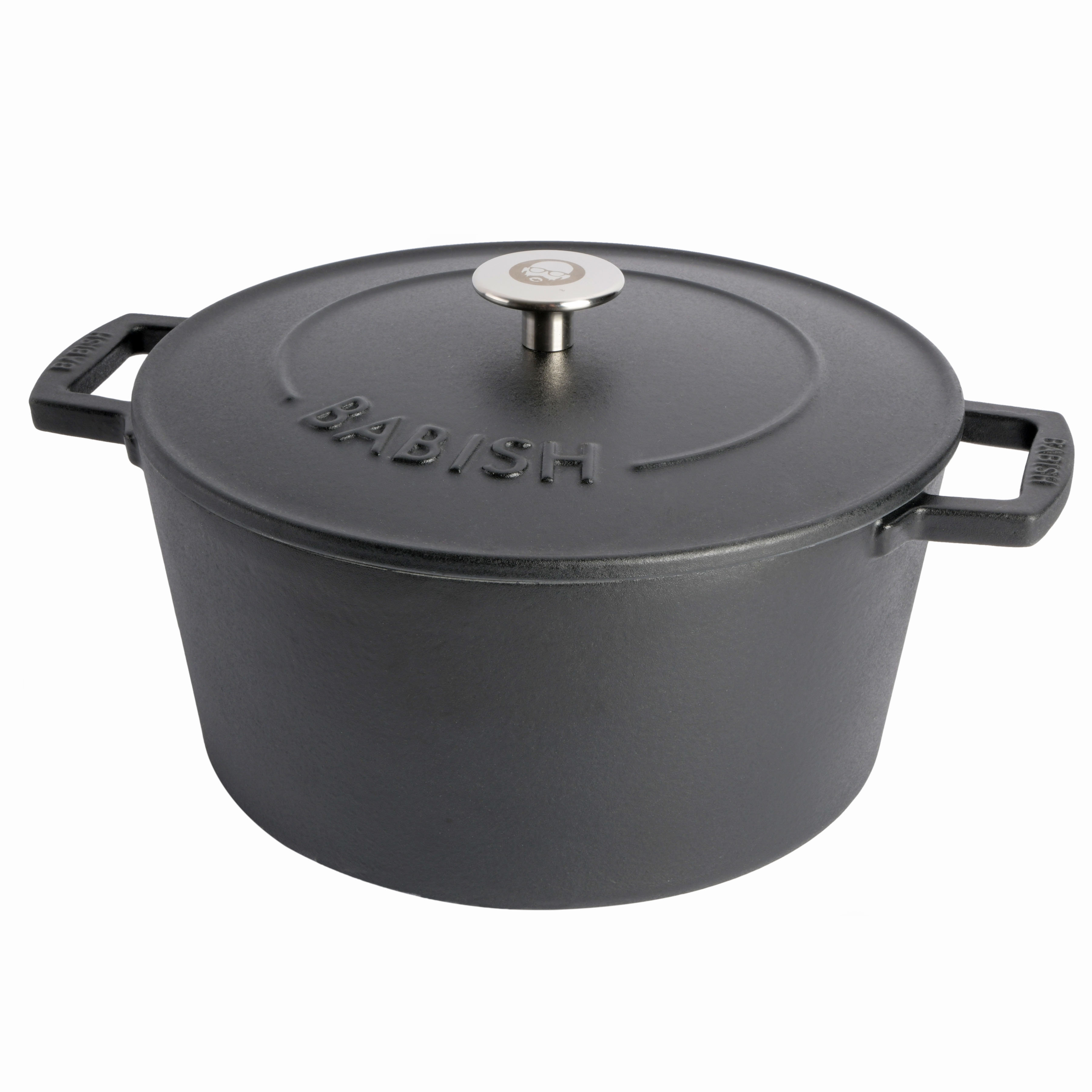 Vancasso 4 qt. Round Cast Iron Dutch Oven in Black with Lid