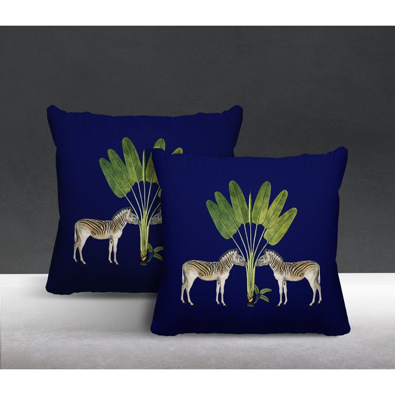 Housse et insert de coussin carré intérieur / extérieur , L 17 po x H 17 po, Bleu marine