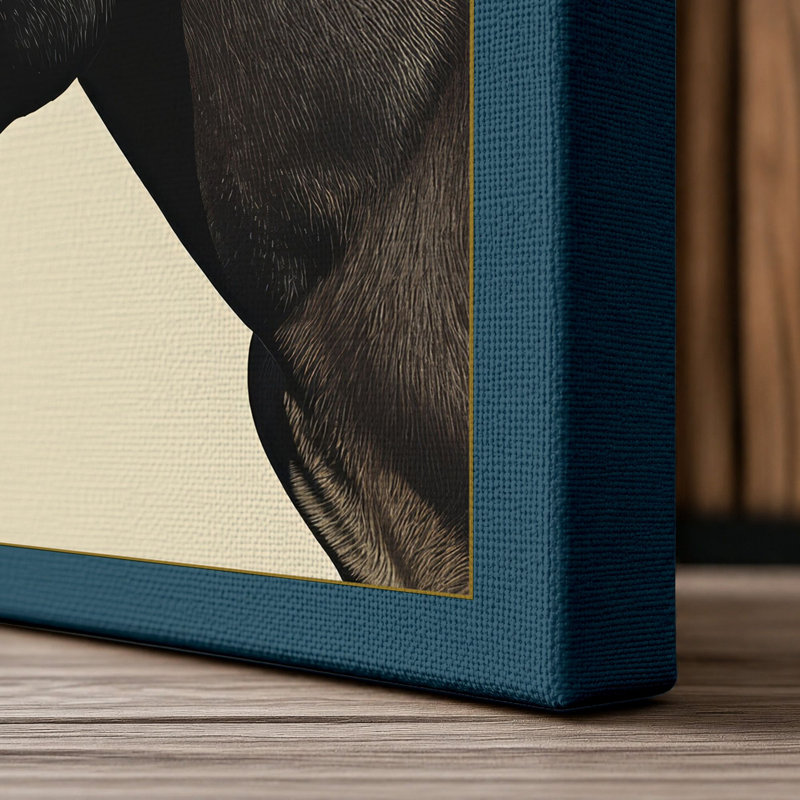 Donkey Study Boho - Wrapped Canvas, 18x12 - 45.7 x 30.5 cm, Teal Border