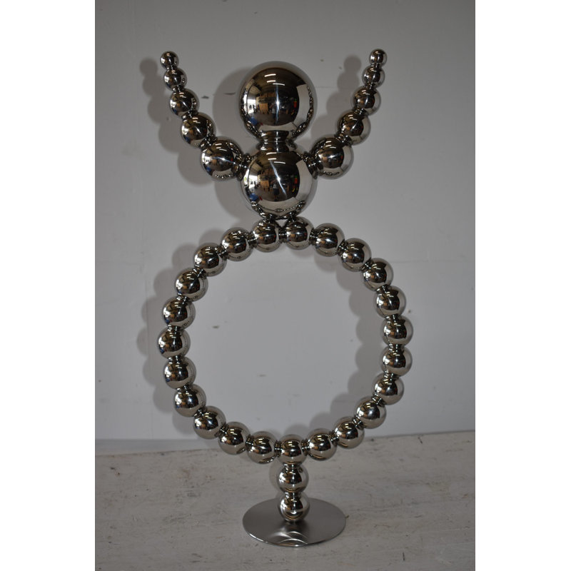 Modern Abstract Of A Happy Man Metal Chrome Balls Statue Size: 14" X 6" X 26"H