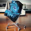 Fractale de trou de ver bleu magique - coussin imprimé abstrait-29892932-29896387