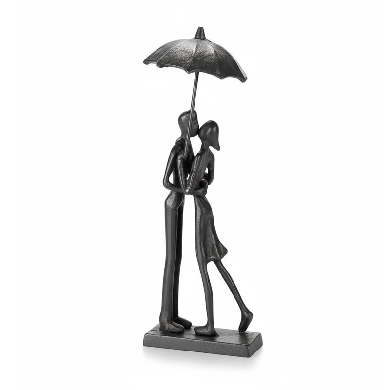 10.23" Handcrafted Iron Couple Figurine - Modern Abstract Home Decor