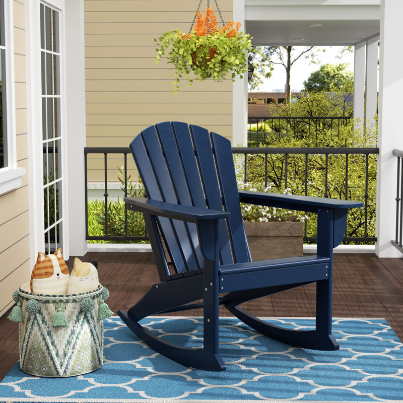 Geoff HDPE Rocking Adirondack Chair, Navy Blue