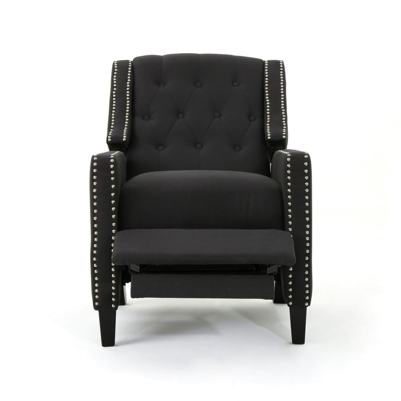 Tufted Recliner Classic Fabric Push Back Chair, Dark Gray