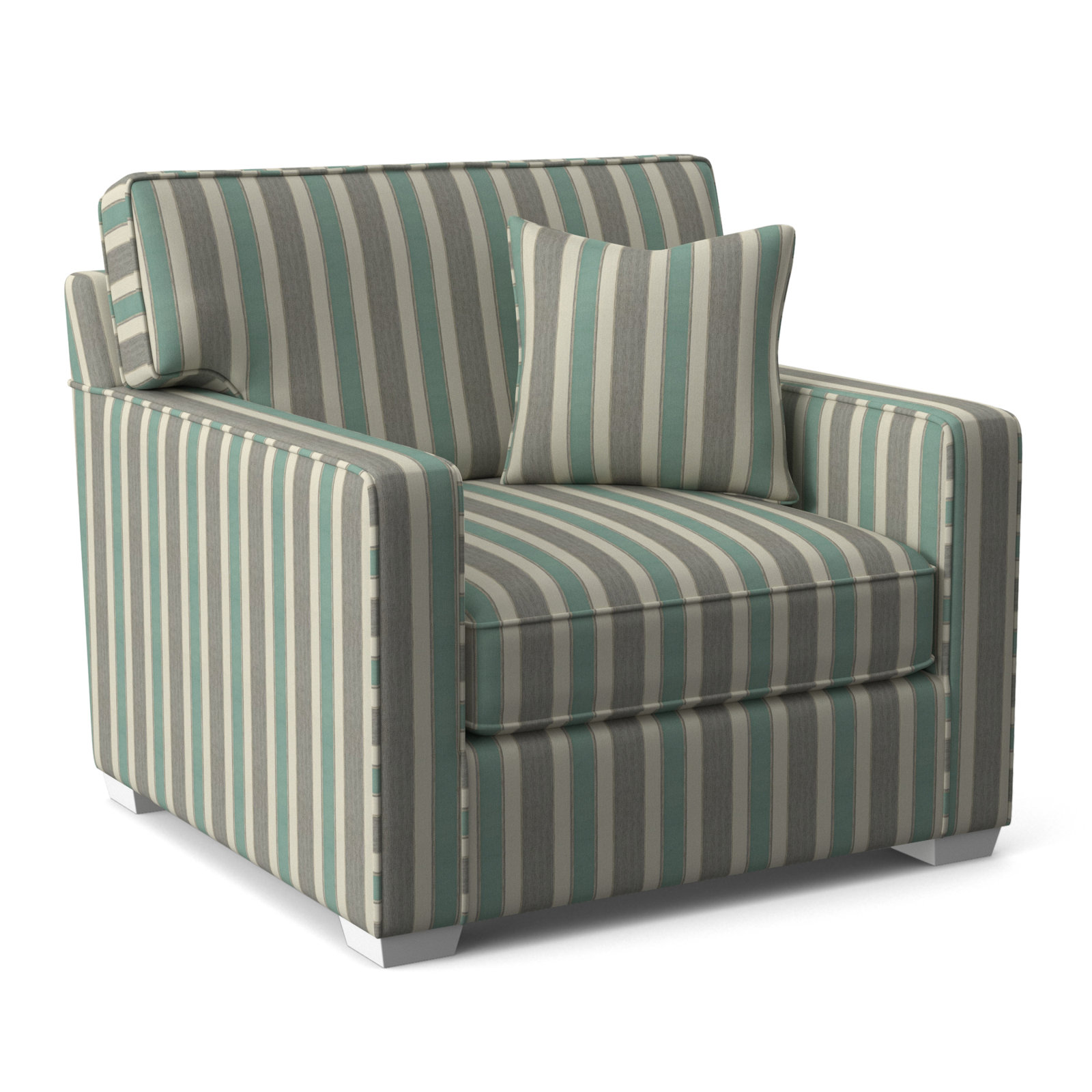 Gramercy Park Upholstered Accent Chair, Beige Performance Fabric, Frost White Finish