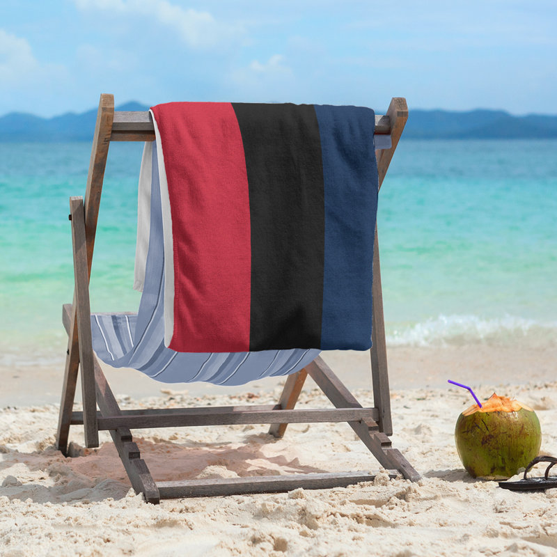 Lightweight Beach Towel, Red/Black/Blue, Microfiber