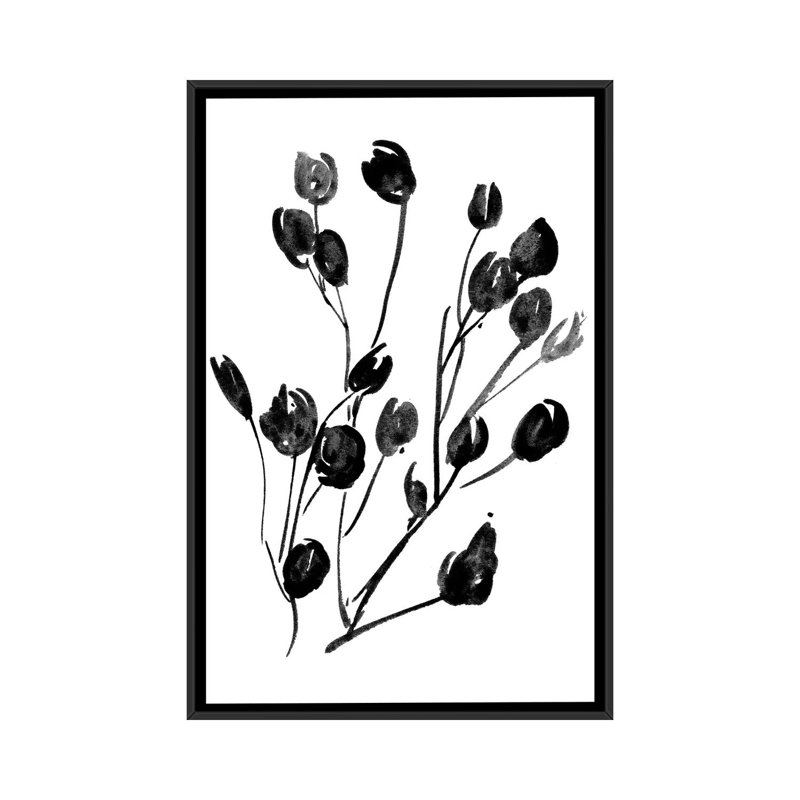 «Expressive Floral II», reproduction sur toile, H 26 po x l 18 po x P 1,5 po, Toile avec cadre noir, Pas de tapis