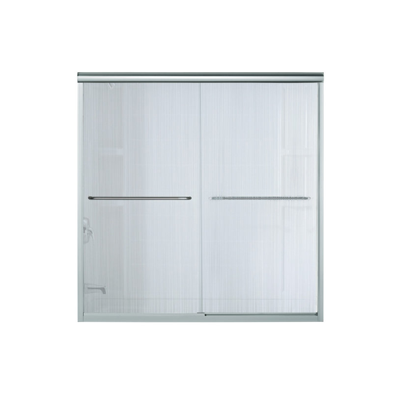 Finesse 59.63" x 58.07" Bypass Frameless Bath Door, Silver