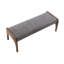 Banc long rembourré avec assise en chenille et pieds en bois d'hévéa
