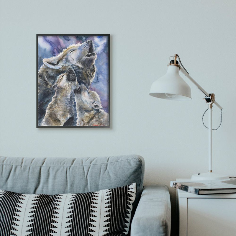 Ensemble de loups de la famille Scully, Giclée encadrée noir minuit, H 14 po x l 11 po x P 1,5 po