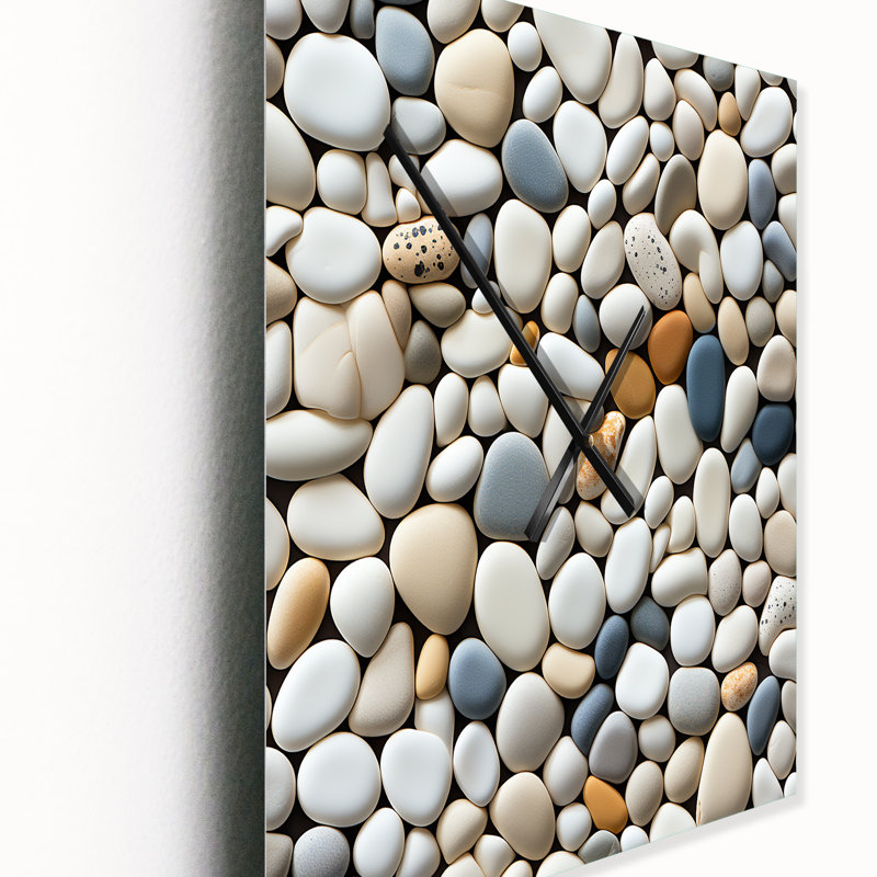 Horloge murale moderne à motif de galets et mosaïque tropicale, H 32 po x l 16 po x P 1 po