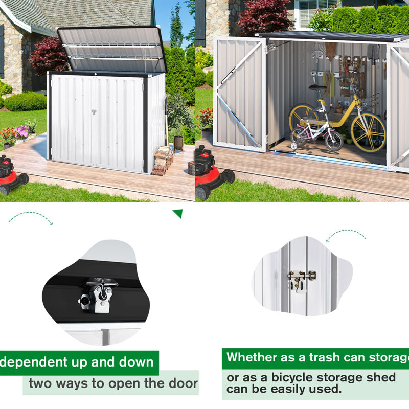 Outdoor Waterproof 5 ft. W x 3 ft. D Metal Flat Storage Shed, White