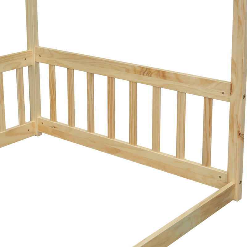 Lit simple à baldaquin avec garde-corps - La structure en bois de pin offre une expérience de sommeil stable et confortable qui assure un sommeil paisible