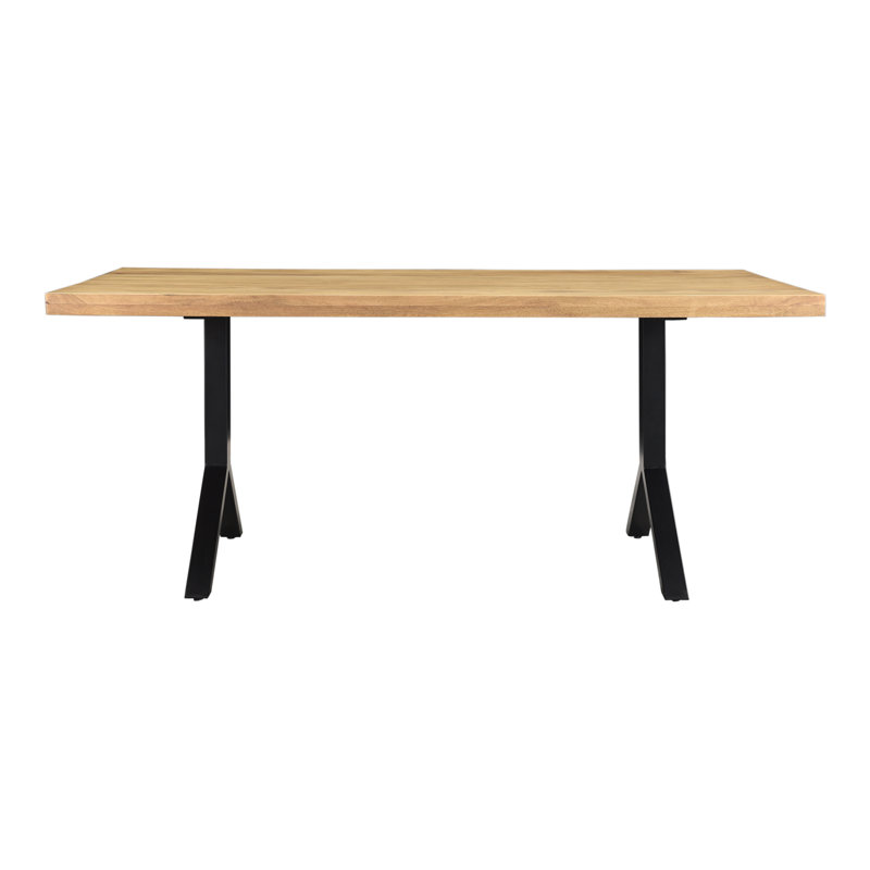 TRIX Solid Wood Dining Table, Natural, Black
