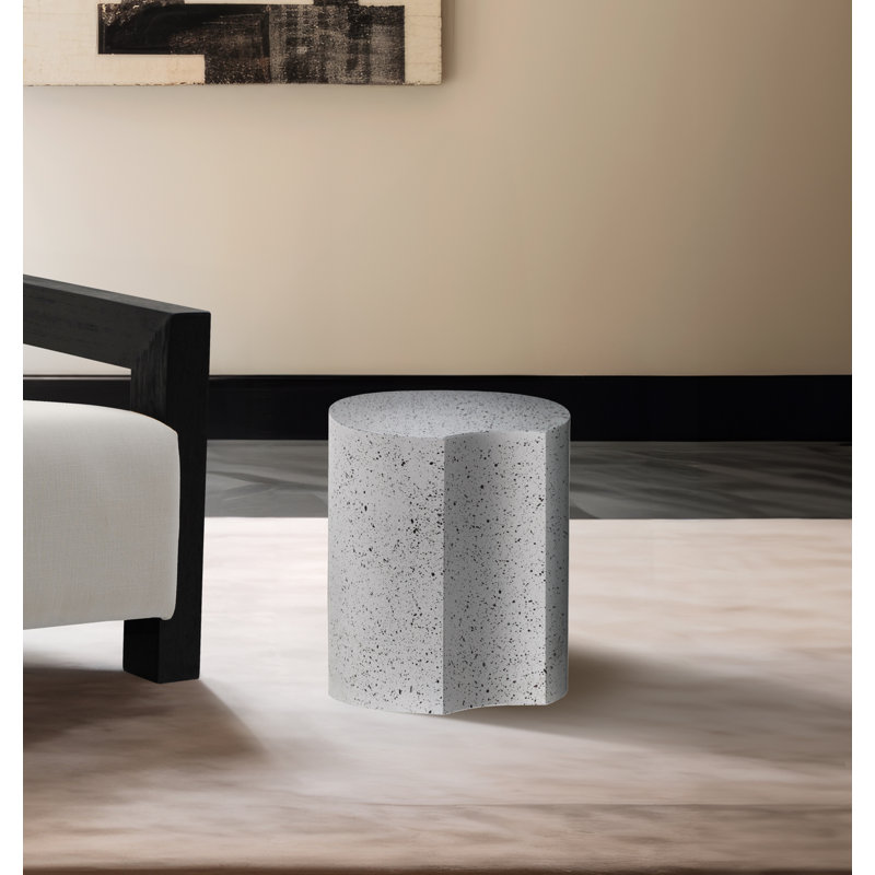 Hylie Iron Top End Table, White/Terrazo White, 16" H x 15" W x 15" D