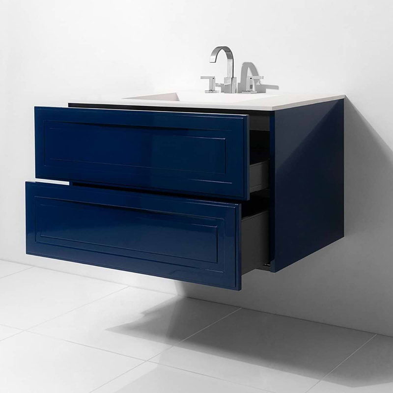 Alma 30.25" Wall Mounted Single Bathroom Vanity with Top, Blue