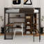 Lit mezzanine double en métal avec bureau