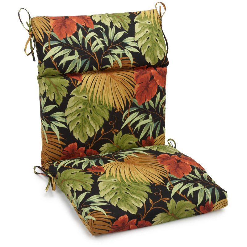 Outdoor Seat/Back Chair Cushion, 18" W x 38" D, Lyndhurst Raven