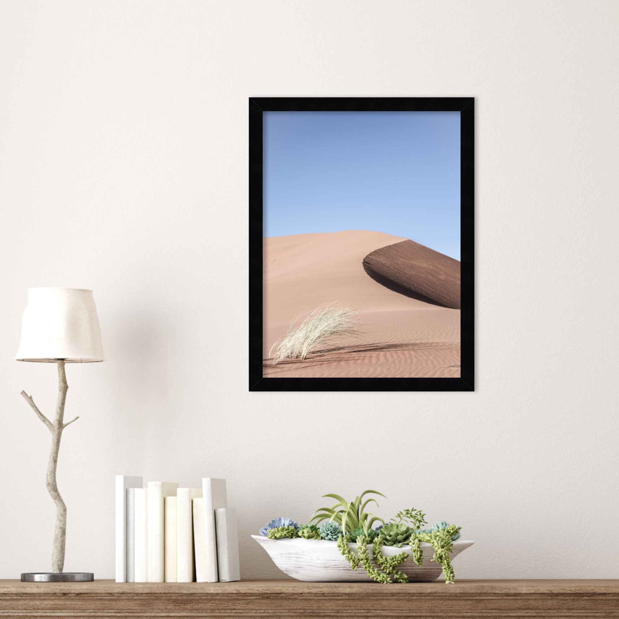 Namib Dune Two by Shot by Clint Wood Framed Wall Art Print, 17" H x 13" W, Black