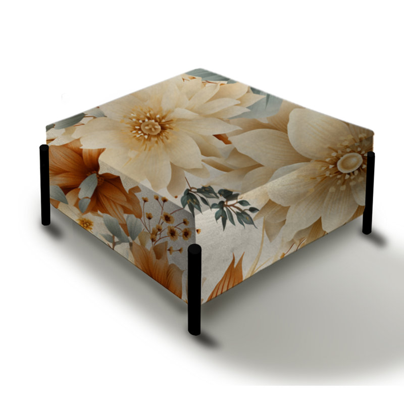 Doux doux beige chaud brun motif floral - grand repose-pieds carré floral