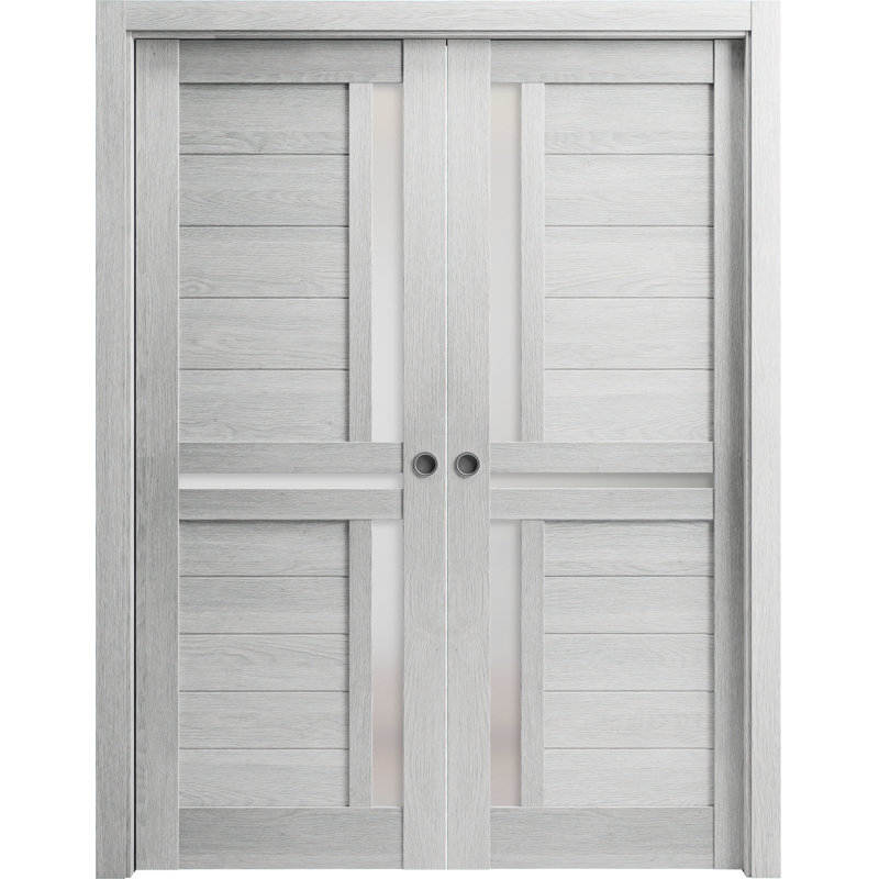 Portes coulissantes en chêne gris à double poche Veregio, 64 po x 84 po