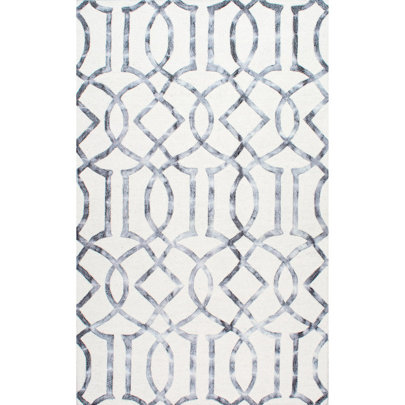 Geometric Wool Hand Woven Area Rug, Rectangle 152 x 244cm