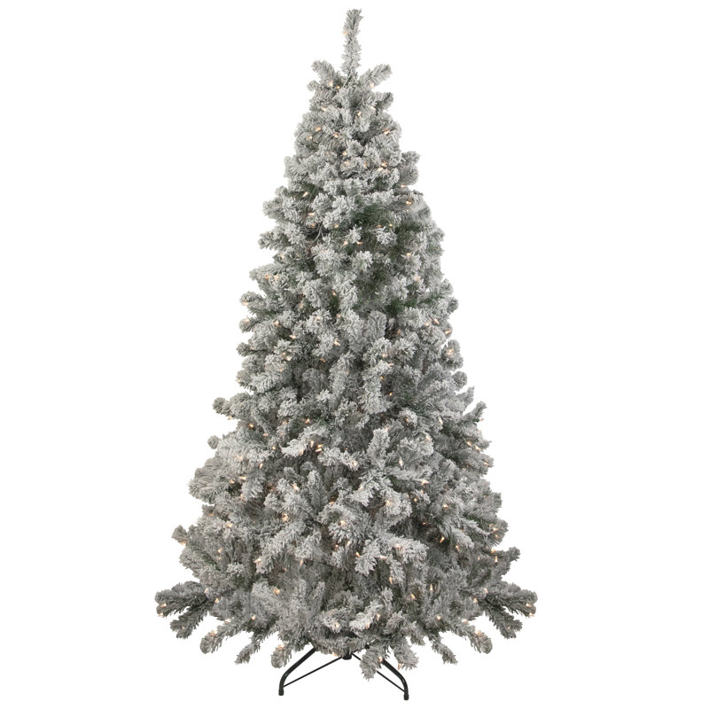 Arbre de Noël artificiel pin enneigé 12 pi avec lumières claires 12 pi, H 6,5 pi