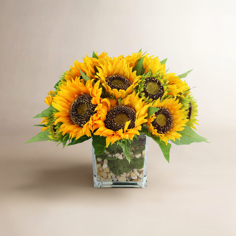 Faux Sunflowers in Vase, Yellow