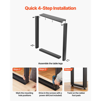 Table Legs,square Steel Furniture Legs, Modular Design, Easy Assembly, 2204 Lbs Max Load Heavy Duty, For Home Office Desk, Workbenches, Dinner Bar Tables, Set Of 2, Black