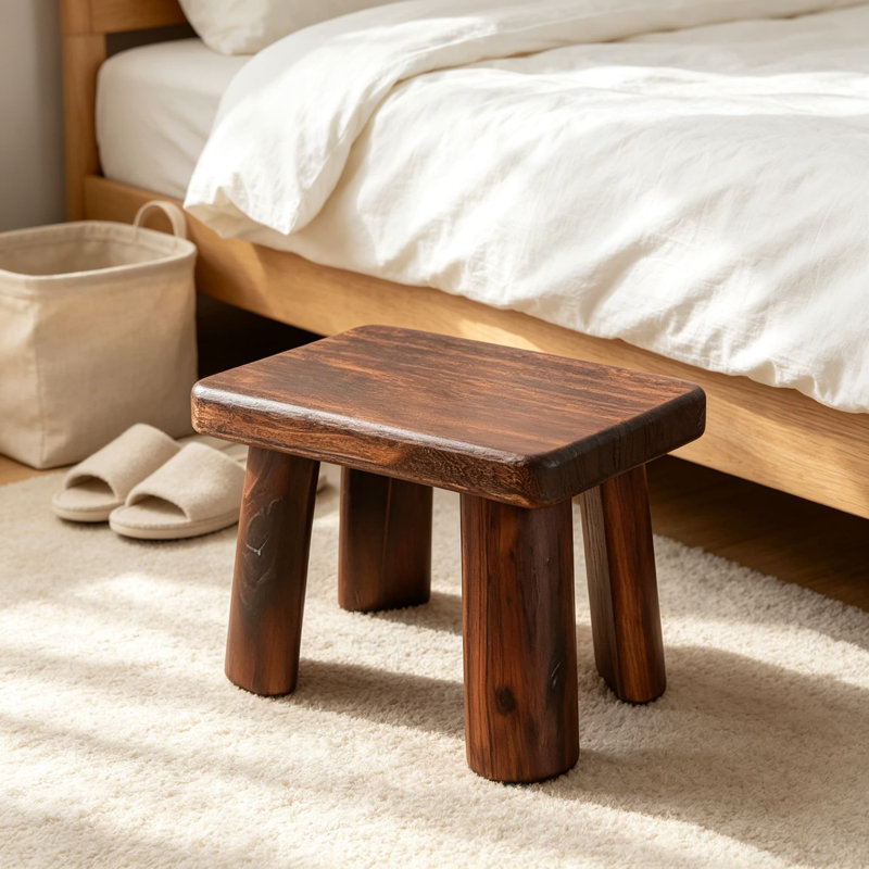 Escabeau en bois massif - Repose-pieds rectangulaire polyvalent pour la maison, la cuisine, la salle de bain et le bureau - Tabouret robuste, durable et polyvalent pour adultes, enfants et personnes âgées