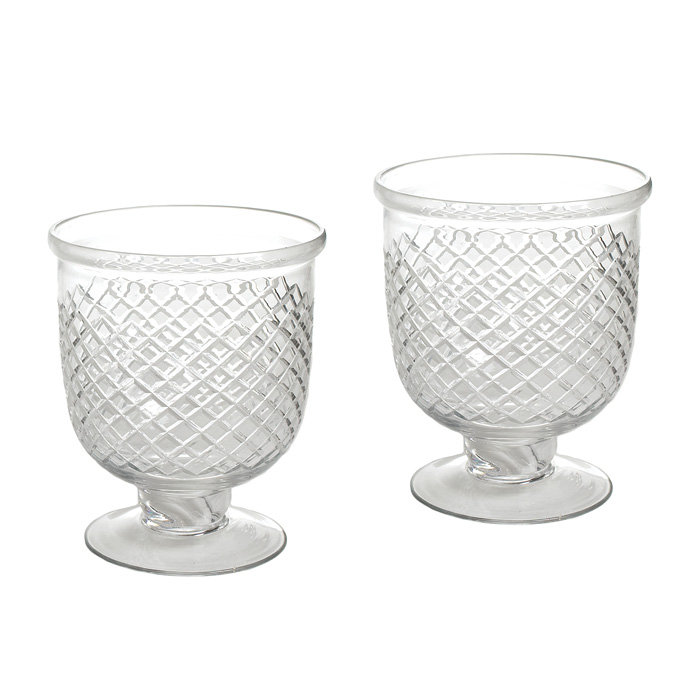 7.5 " Glass Hurricane Set of 2