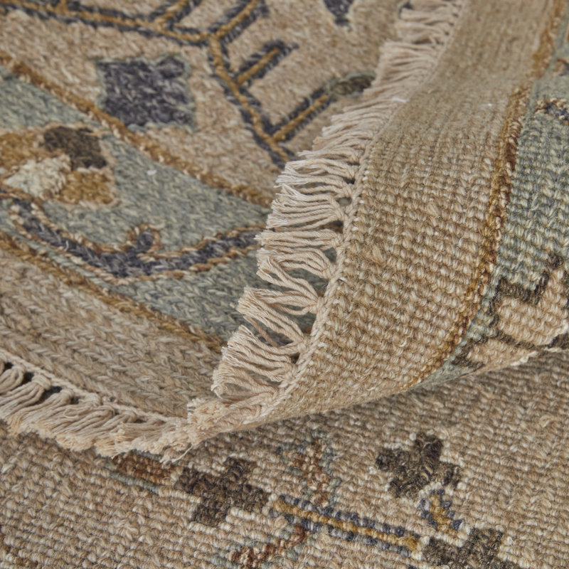 Corbitt Wool Oriental Area Rug in Tan, Rectangle 2' x 3'