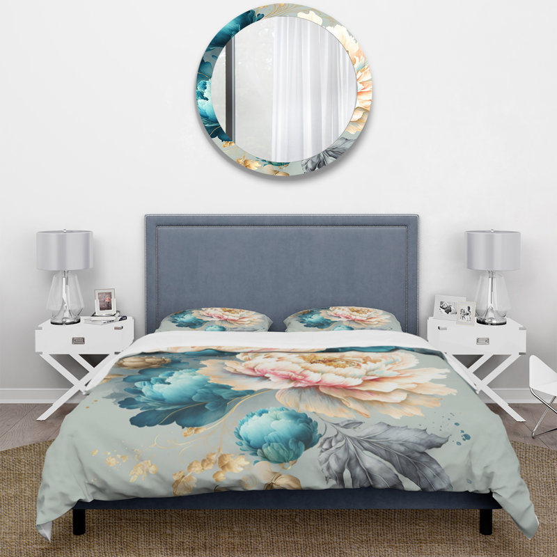 Ensemble de housse de couette multicolore Blooming Flowers IV - Floral, Housse de couette simple + 1 taie décorative stan