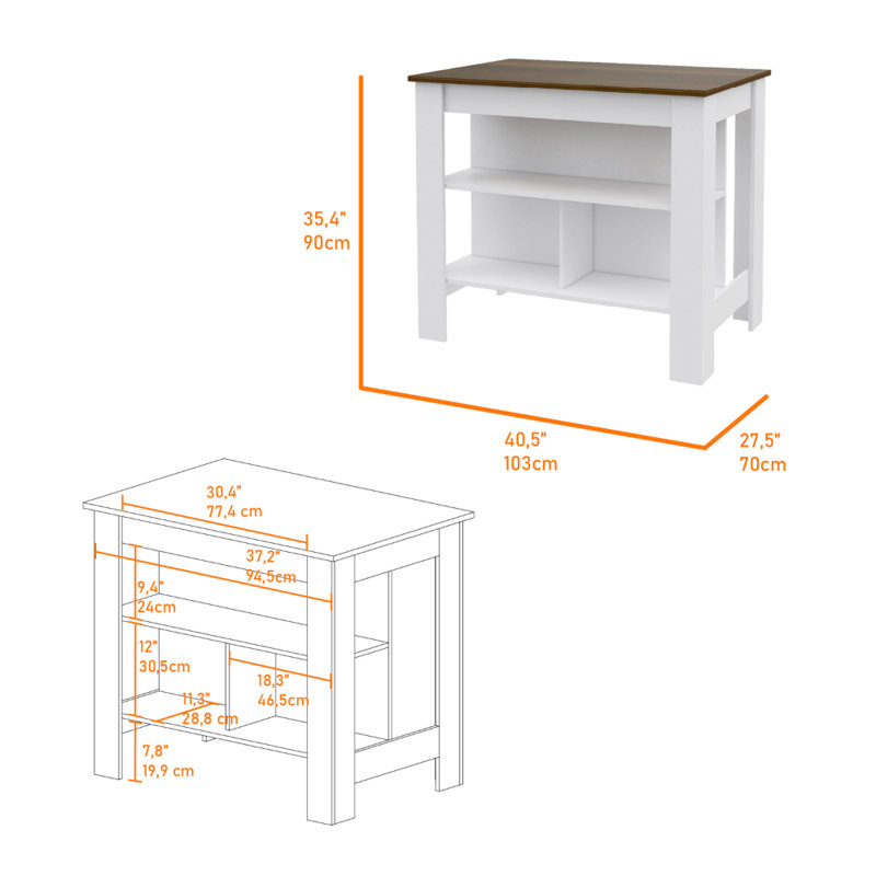 Wood Kitchen Island, Brown
