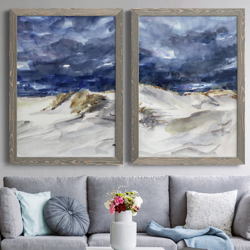 Stormy Front I - ensemble de 2 peintures encadrées, Toile avec cadre gris, H 24 po x l 36 po x P 1,5 po