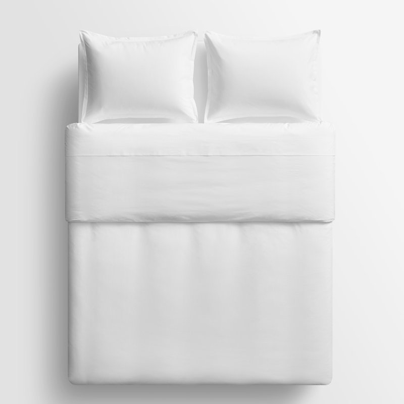 Percale Duvet Set, White, King Duvet Cover + 2 King Shams