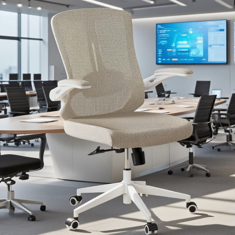 Treve Maegan Home Ergonomic Office Chair With Lumbar Support, Swivel High Back Computer Chair, Breathable Mesh Desk Chair, PU Silent Wheels, Flip-Up Arms