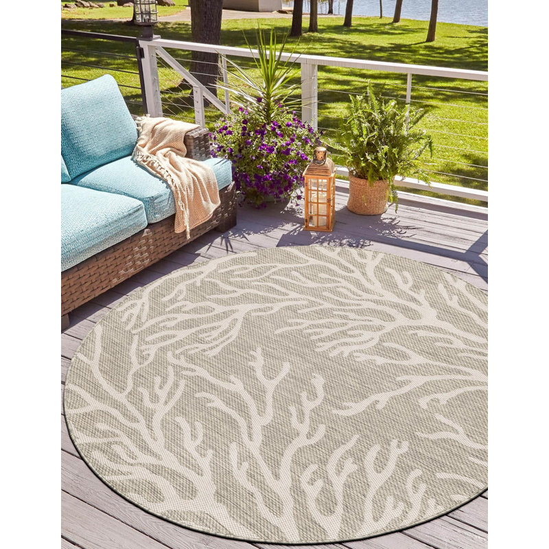 Tapis contemporain gris Azilynn, Rond 3 pi 1 po