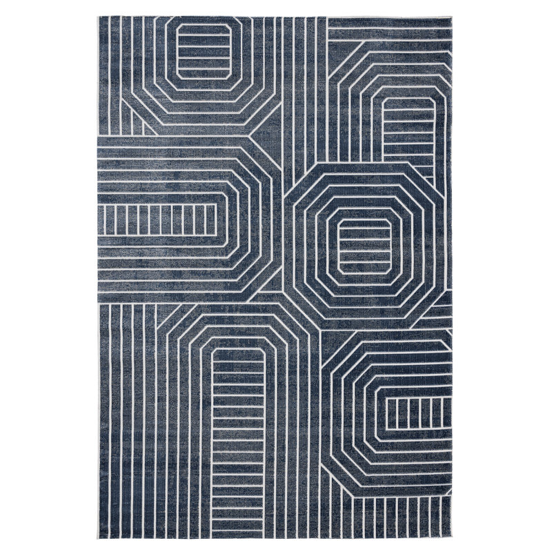 Rhaniya Geometric Machine Made Indoor / Outdoor Area Rug, Rectangle 2'8" x 4'11"