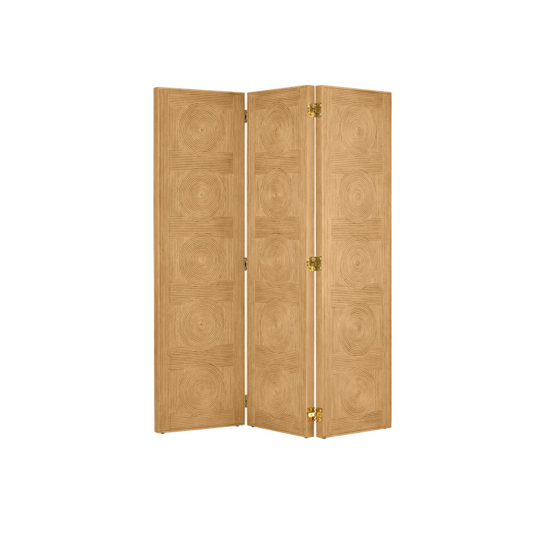Santos 66" W x 76" H 3 - Panel Solid Wood Folding Room Divider, Sea Sand