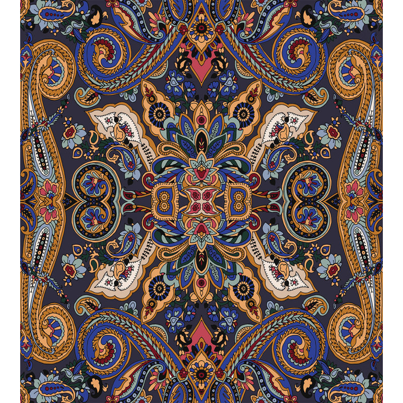 Blue and Brown Paisley Microfiber Twin Duvet Cover Set