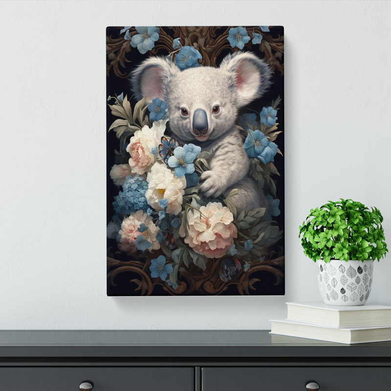 Koala Bear Baroque Art - Wrapped Canvas, 76cm H x 50cm W x 3cm D